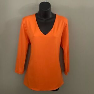 Judy P Nylon Orange V-Neck